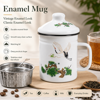 Mug à thé émaillé floral avec infuseur en fer pour thé en vrac, idéal pour le bureau et la maison, fournisseur OEM