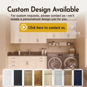 Armoire à linge pour lave-linge et sèche-linge |   Armoires de service sur mesure pour projets d'appartements |   Armoire de rangement en bois pour buanderie - Product Image 5