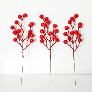 Amazon top seller christmas tree artificial decorative Holly Branches christmas flowers Picks ornaments