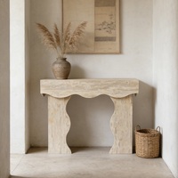 Table console moderne en travertin à niveaux, style nordique, pour la décoration intérieure