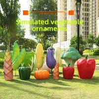 Sculpture d'extérieur artisanale en fibre de verre, lumineuse, en forme de légumes simulés (citrouille, pousses de bambou), pour cour, ferme et jardin