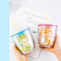 Offre Spéciale impression personnalisée jus clair lait café thé ciel étoilé espace tasse d'eau potable avec couvercle tasses en plastique transparent