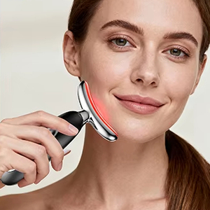 Appareil de lifting du visage et du cou à LED Photon, thérapie par lumière 7 couleurs, masseur de beauté, chaleur, vibration, rechargeable, pour raffermir la peau - Product Image 2