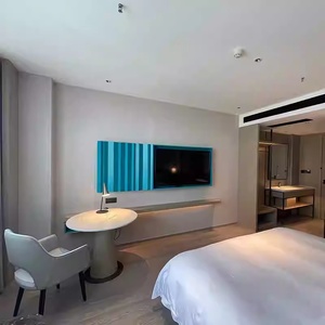 งบประมาณที่เป็นมิตรที่ทันสมัยโรงแรมไม้ห้องนอนเฟอร์นิเจอร์ห้องสวีทเตียงคิงไซส์มีสไตล์พร้อมเวิร์กสเตชันและ nightstand แบบบูรณาการ - Product Image 5