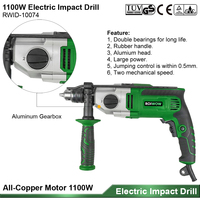 Taladro percutor eléctrico profesional con cable de 1100W, 13/16mm, velocidad variable, herramienta eléctrica manual de alta resistencia, taladro percutor de mano.