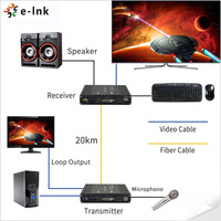 Extenseur de Fibre 1Ch 1080P DVI + USB KVM + 1Ch RS232 + 1Ch Audio Stéréo Bidirectionnel + 1Ch GPIO