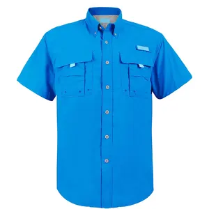 Camisa de poliéster y nailon de manga corta de alta calidad, camisas de pesca UV de secado rápido