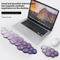 Support pour clavier et souris Cloud avec repose-poignets en silicone transparent dégradé, tapis de souris de bureau pour femmes, vente en gros