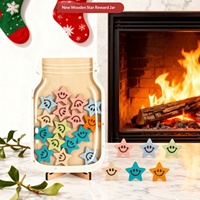Nouveau produit : Bouteille à vœux décorative en bois sécurisée, boîte de récompenses pour enfants, pot d'étude, ornement artisanal étoile de Noël