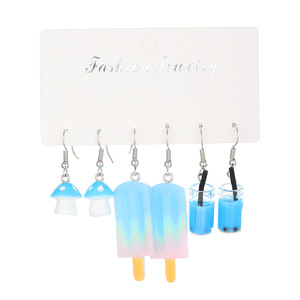 Orecchino in acrilico colorato 3 pezzi orecchini con carta fragola e anatra farfalla da donna - Product Image 5