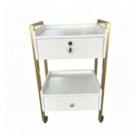 Chariot de luxe pour salon de beauté, chariot de gestion des soins cutanés avec étagère, chariot à outils en métal et plastique, chariot de salon doré avec roulettes