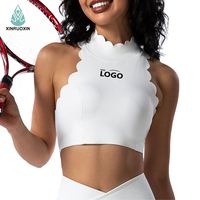 Brassière de sport pour femme, style tour de cou et épaule unique, maintien élevé, en Spandex/Nylon, séchage rapide, couleur unie, pour le yoga et le fitness estival