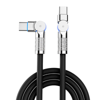 Kabel Data fleksibel pengisian daya cepat dua sisi, konektor rotasi USB C ke USB C
