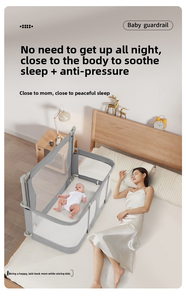 รั้วกั้นเตียงนิรภัยแบบพับได้ 3-in-1 ป้องกันการตก สำหรับเด็กแรกเกิด ประหยัดพื้นที่ ใช้ได้ทั้งห้องนั่งเล่นและห้องนอน - Product Image 3