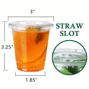 Gobelets jetables transparents en PP à paroi simple de 7 oz avec paille et couvercle, logo personnalisé pour boissons à emporter - Product Image 2