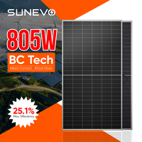 Panneau solaire bifacial haute performance 800W 805W BC avec structure double vitrage pour environnements à albédo élevé et systèmes solaires au sol