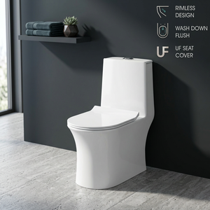 Inodoro de Cerámica de Una Pieza con Asiento y Lavabo a Juego para Baños Africanos - Product Image 2