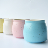 Pot Bunga Keramik Berbintik Grosir, Matte Pastel, Bulat, untuk Sukulen, Dekorasi Rumah, Logo Custom