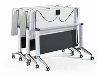 Bureau d'étudiant de style moderne, table modulaire pliable en MFC, convertible, extensible, réglable en hauteur, table de salle de formation avec roulettes