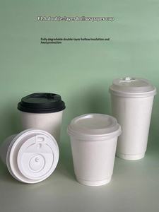 Gobelets en papier compostables écologiques avec revêtement PLA, gobelets à double paroi isolants pour boissons chaudes à emporter - Product Image 3