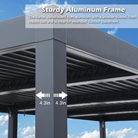 Pergola à lames orientables 10'x 10' en aluminium noir avec toit rigide pour patio
