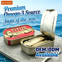 China Beste Prijs Koop Sardines in blik plantaardige olie Titus Sardines in blik met HACCP ISO certificering 3 jaar