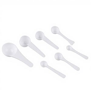 Cuillère ronde en plastique PP blanc 5g <span class=keywords><strong>10g</strong></span> pour lait en poudre, café, thé, masque, crème, dessert, <span class=keywords><strong>sel</strong></span>, sucre, yaourt, avec long manche - Product Image 6