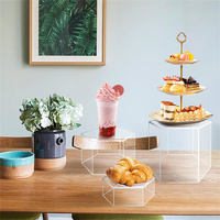 Présentoir à desserts de buffet, boîte de présentation en acrylique, vitrine hexagonale pour bijoux, présentoir surélevé, haute transparence, autoportant, montage facile pour