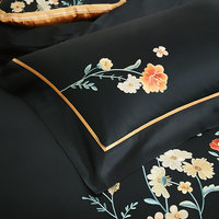 Collection Hôtelière Luxe Noir 100% Coton Brodé – Parure de Lit Ajustée Extra Profonde avec Taies d'Oreiller pour Chambre à Coucher – Offre Spéciale