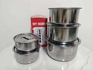 5 יחידות סיר בישול נירוסטה עם מכסי סירים רב תכליתיים כלי בישול למטבח עיצוב מודרני ופשוט עמיד בפני חלודה - Product Image 6