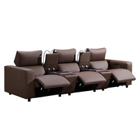 Ensemble de canapés inclinables électriques de luxe avec consoles multimédias intégrées, charge sans fil et lampes de lecture pour villa et home cinéma