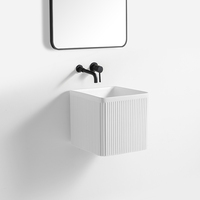 Lavabo de salle de bain en céramique blanc mat de luxe, suspendu au mur, avec demi-piedestal