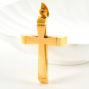 Collar con colgante de cruz de doble capa único para hombres y mujeres, de acero inoxidable, plateado, dorado, negro, amuleto de oración católica, joyería de la suerte. - Product Image 3