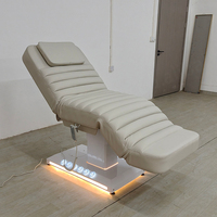 Mesa de masaje de cuero con Base blanca moderna Cama de spa 3 motores Spa eléctrico Cosmético Cama facial con luces LED
