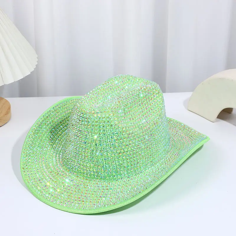 Rhinestone fedora Jazz Hats Cowboy Hat For Women And Men Double-sided Color Accessories | Rhinestone Fedora Jazz Hats Cowboy Hat For  main image 2