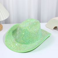 Ecoparty-Chapeaux de jazz en strass, chapeau de cow-boy pour femmes et hommes, double face, couleur rouge avec diamant, vente en gros