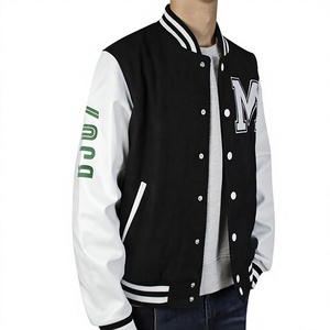 Custom Men Varsity Baseball <b>Jacket</b> PU Leather Sleeve Bomber Casual Streetwear Letterman <b>Jacket</b> OEM ODM Designs - Product Image 2