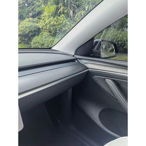 Couverture de tableau de bord de voiture en fibre de carbone pour Tesla Model 3 2021-2023 Model Y 2019-2024 Aspect ABS Accessoires de tuning automobile décoratifs - Product Image 3