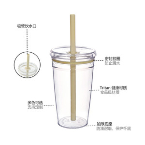 Shang Kou Ai Milk Tea Cup 450ml With Straw Leak Proof Travel Plastic Drinkware - Product Image 1