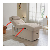 Table de massage électrique chauffante en bois en forme de S pour salon de beauté, idéale pour les soins du visage et les extensions de cils