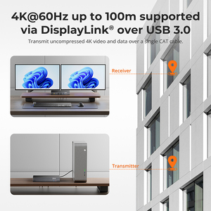 Tesmart 100m DisplayLink <span class=keywords><strong>HDMI</strong></span> KVM Extender hỗ trợ USB 3.0 4K 60Hz 1000M Ethernet tích hợp tai nghe máy phát và máy thu - Product Image 4