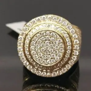 Fashion Luxury Jewelry Full Crystal Diamond Wedding Engagement Iced Out 18k Gold Plated Mens Diamond Ring