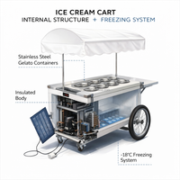 Chariot à glaces mobile, chariot à gelato commercial, chariot à crème glacée pour la vente en extérieur