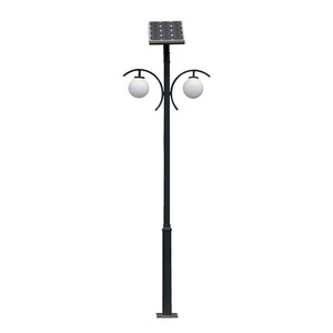 <b>Outdoor</b> Iron Garden <b>Light</b> Post LED Glass Shade 2700K IP66 A19 <b>Bulb</b> Non-Detachable AC 220V Motion Sensor Solar Powered Dimmable - Product Image 1