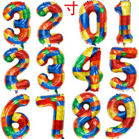 Ballons numérotés en aluminium arc-en-ciel dégradés numéro 6 de 32 pouces pour la fête de naissance de bébé
