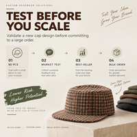 Casquettes plates pied-de-poule en stock avec sangle en cuir – Vente en gros de casquettes vierges pour marques de mode indépendantes