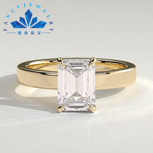 Bague <span class=keywords><strong>Solitaire</strong></span> Unique en Or Pur avec Diamant de Laboratoire Certifié IGI, Coupe <span class=keywords><strong>Coussin</strong></span> Longue et Large, Bijoux Fins - Product Image 4