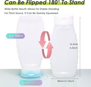 Wholesale Upside Down Convert Plastic Squeeze Bottle for Ketchup Honey Hot <b>Sauce</b> & Jelly with Flip Top Cap 373ml - Product Image 3