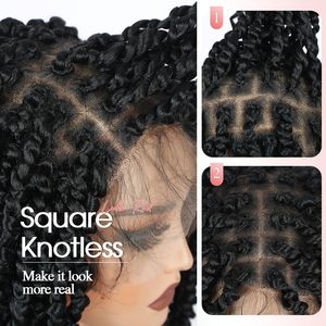 Peluca Trenzada de Encaje Completo <span class=keywords><strong>HD</strong></span> al por Mayor con Estilo Passion Twist # Extensiones de Cabello Natural de 10-14 Pulgadas con Cabello de Bebé |   Fibra Ligera Resistente al Calor Lista para Enviar - Product Image 3