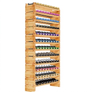 Estante para Vino Apilable y Plegable de Madera Maciza y Bambú, Capacidad para 108 Botellas, Diseño Moderno, para Almacenamiento y Exhibición de Vino, para el Hogar, Bar o Bodega - Product Image 4